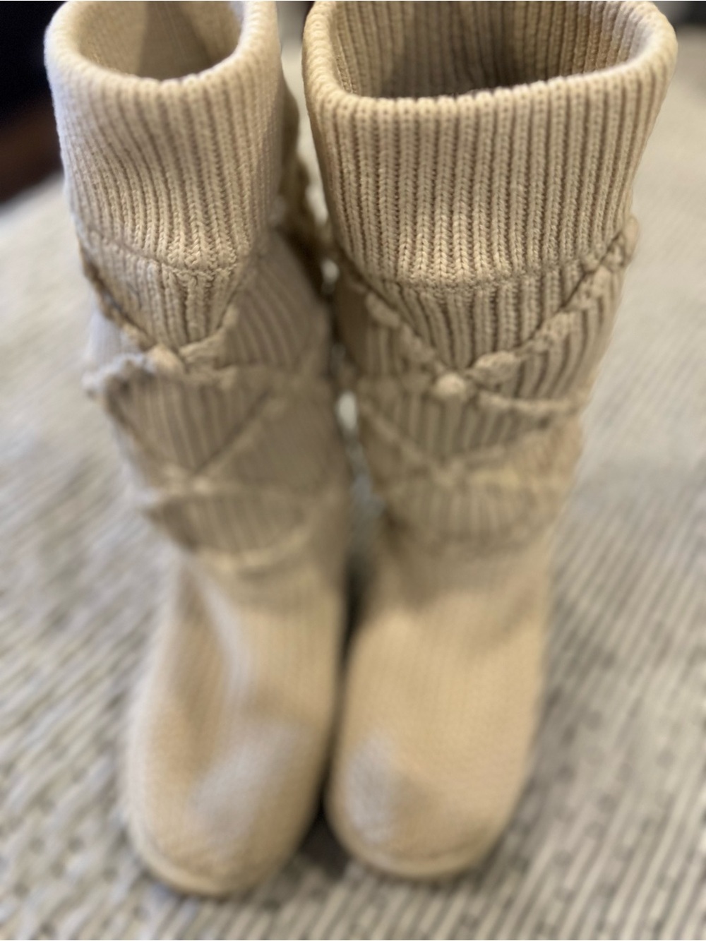 Kids Knit Boot Socks - Cream Cable Knit